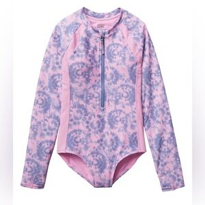 Athleta Pink and Blue Tie-Dye Kids Rashguard